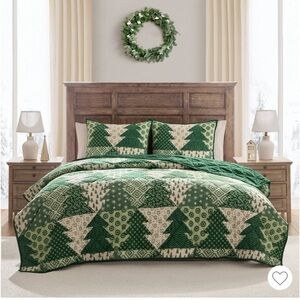 Hallmark F/Q Patchwork Flannel Tree 3-Piece Quilt Set Green